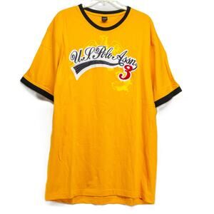 Men's XL Tee Shirt 100% Cotton Short Sleeve Yellow US POLO ASSN Ringer T-Shirt